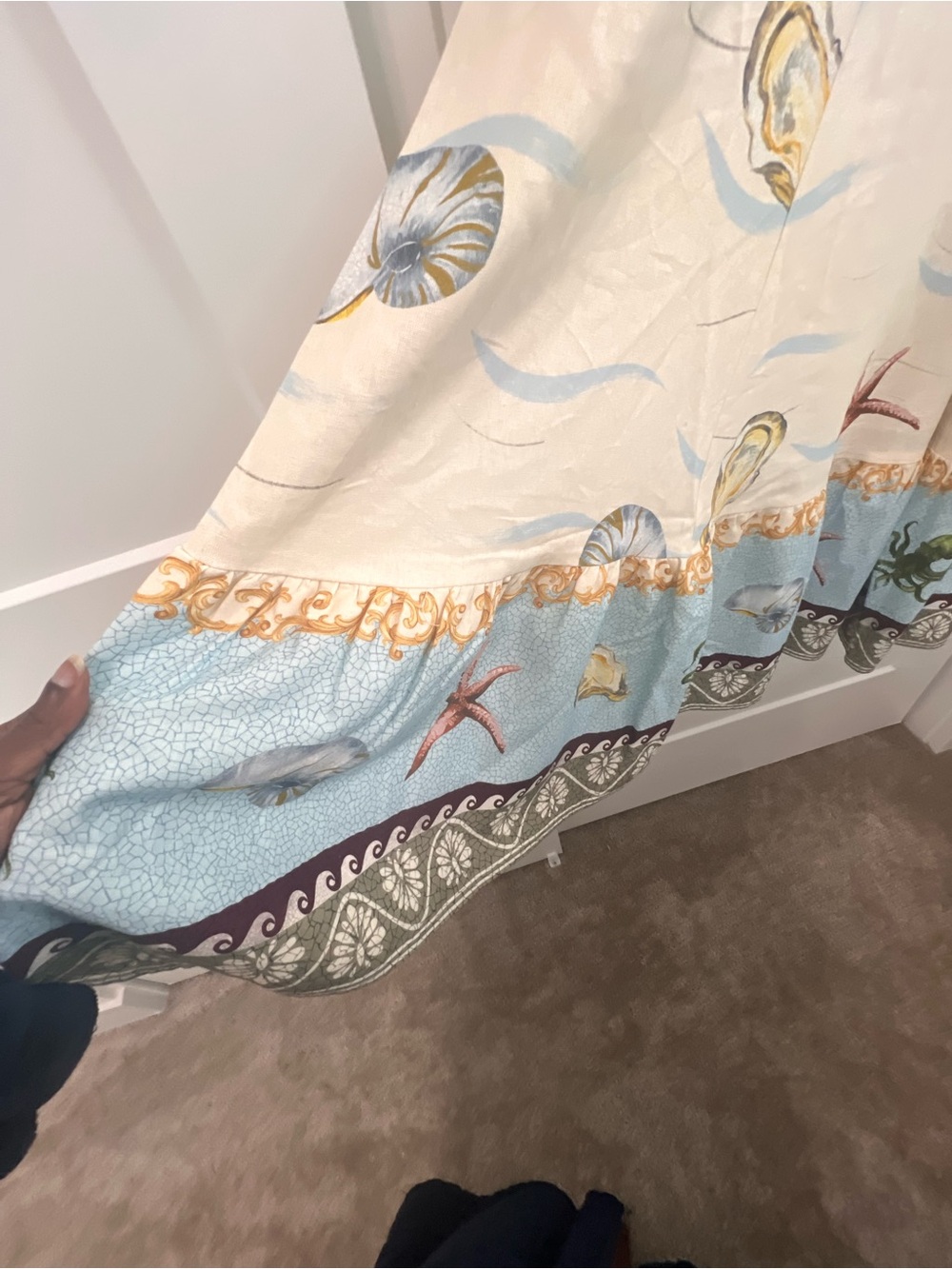 Caroline Constas Seaside Shell Print Maxi Dress Coastal Ocean Motif Smocked S - Picture 5 of 10
